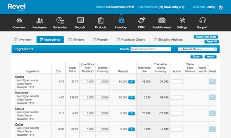 revel systems pos inventory system