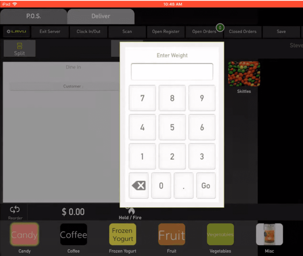Lavu restaurant POS system interface enter weight of item