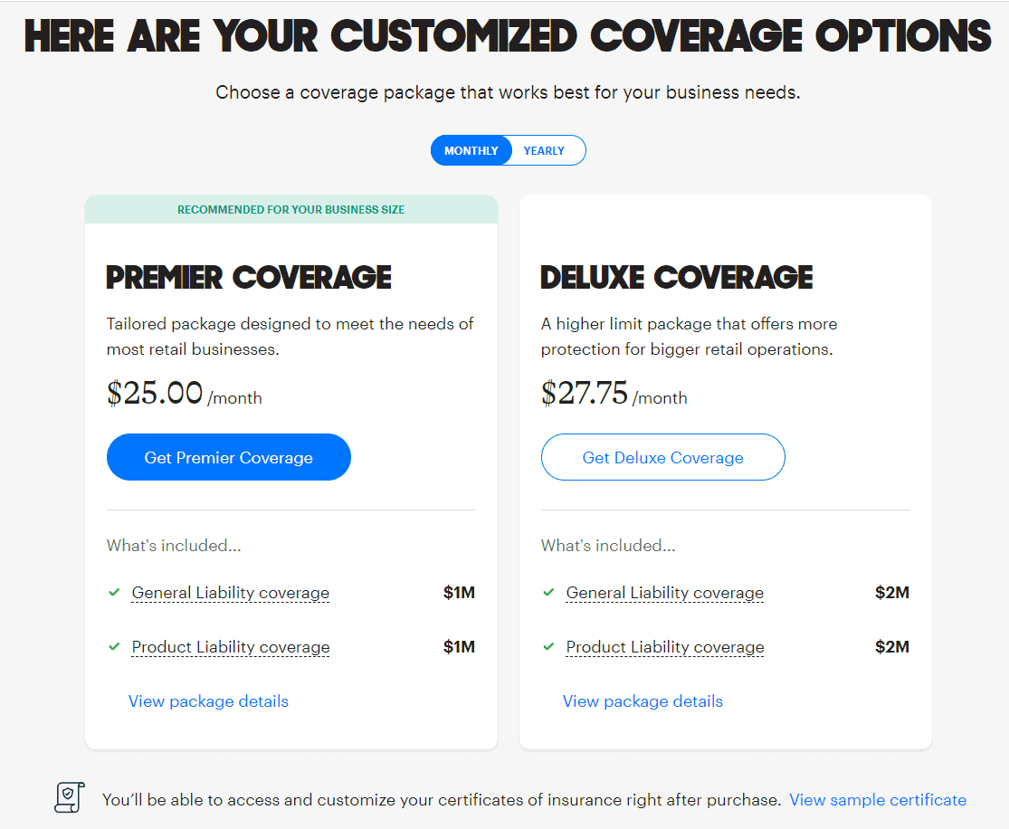 NEXT Insurance price quote for general liability coverage