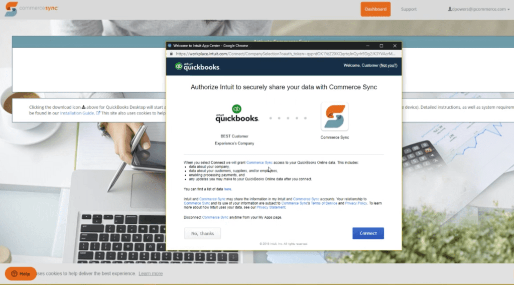 Connect Clover and QuickBooks with Commerce Sync.