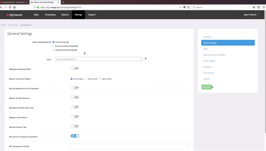 Lightspeed POS system with QuickBooks