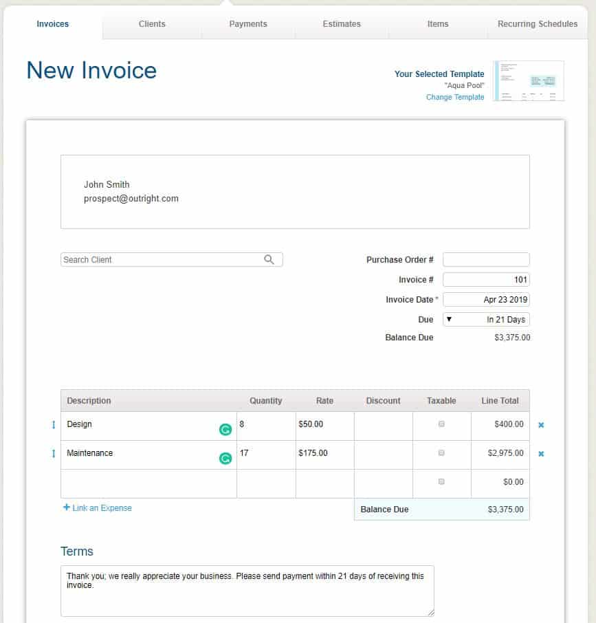godaddy bookkeeping invoices