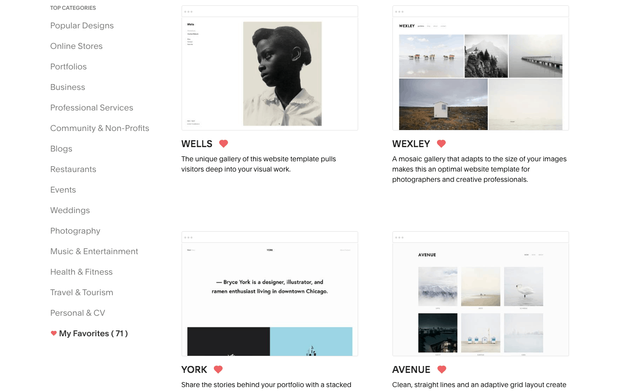 squarespace themes and templates