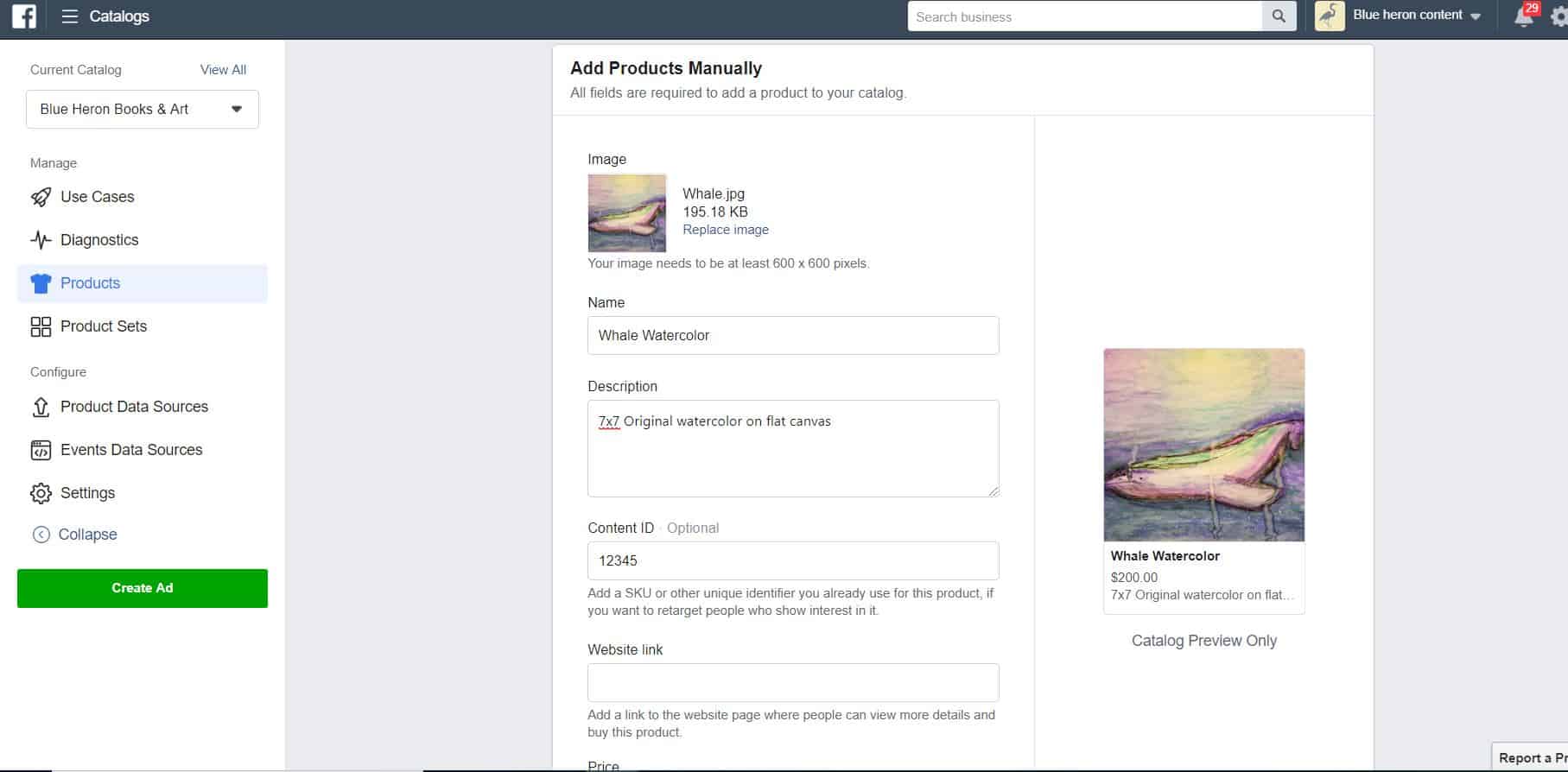 Selling on Instagram Catalog Creation