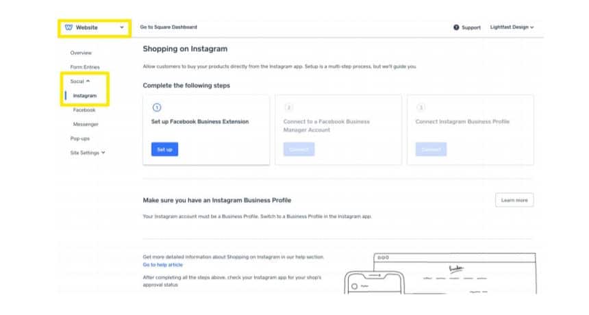 Square Store Instagram Setup
