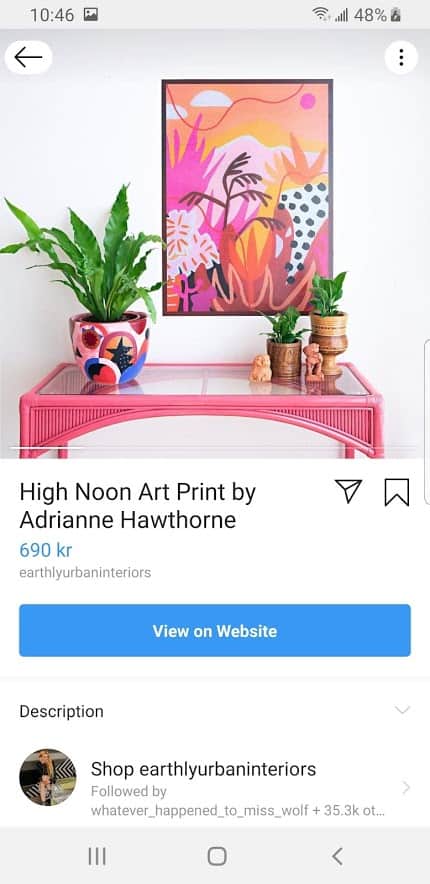 Shoppable Instagram post