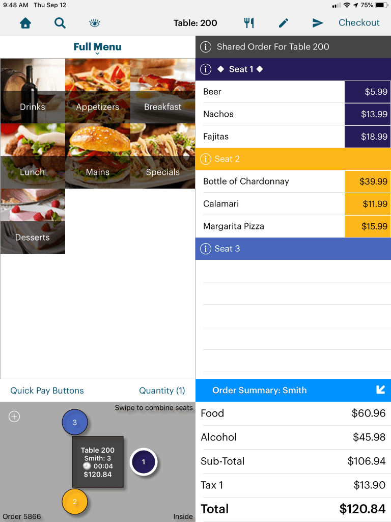 Touchbistro menu example
