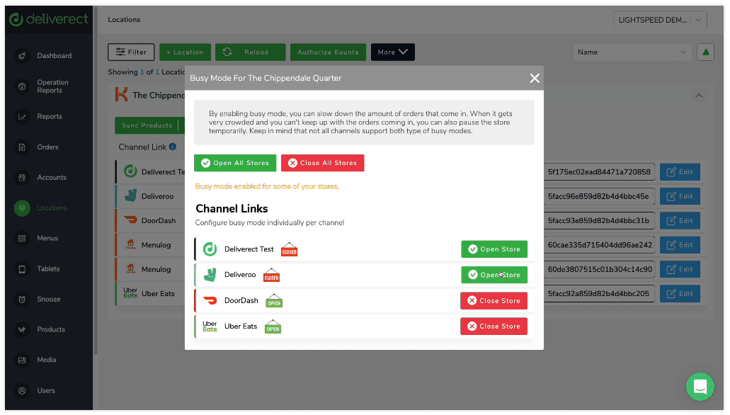 Lightspeed Restaurant POS third-party delivery channel management