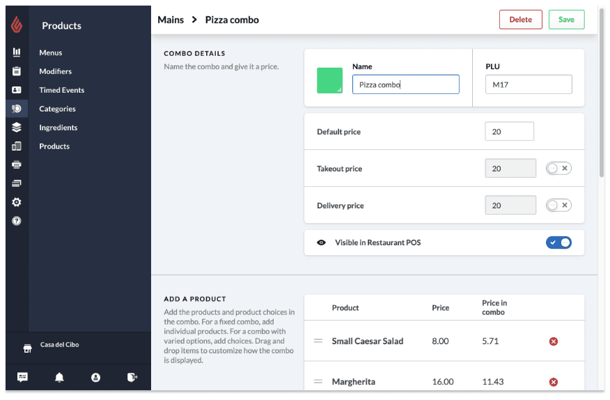 Lightspeed Restaurant POS menu management.