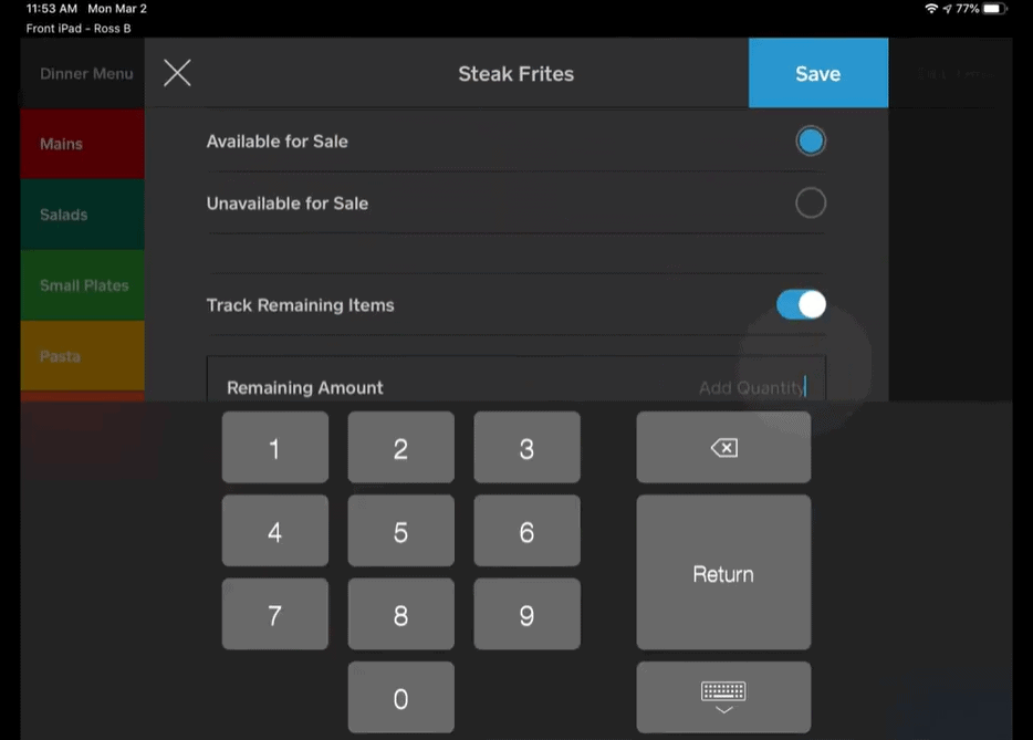 Square for Restaurants POS auto-86