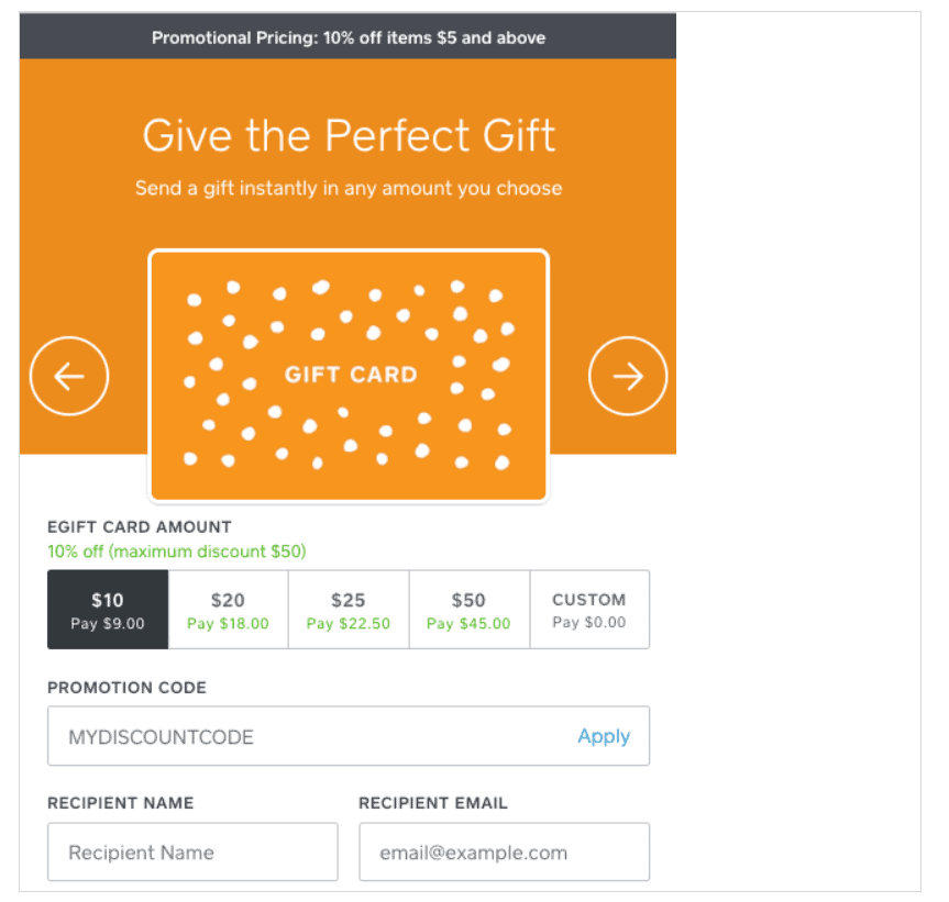 Square for Restaurants POS gift card marketing.