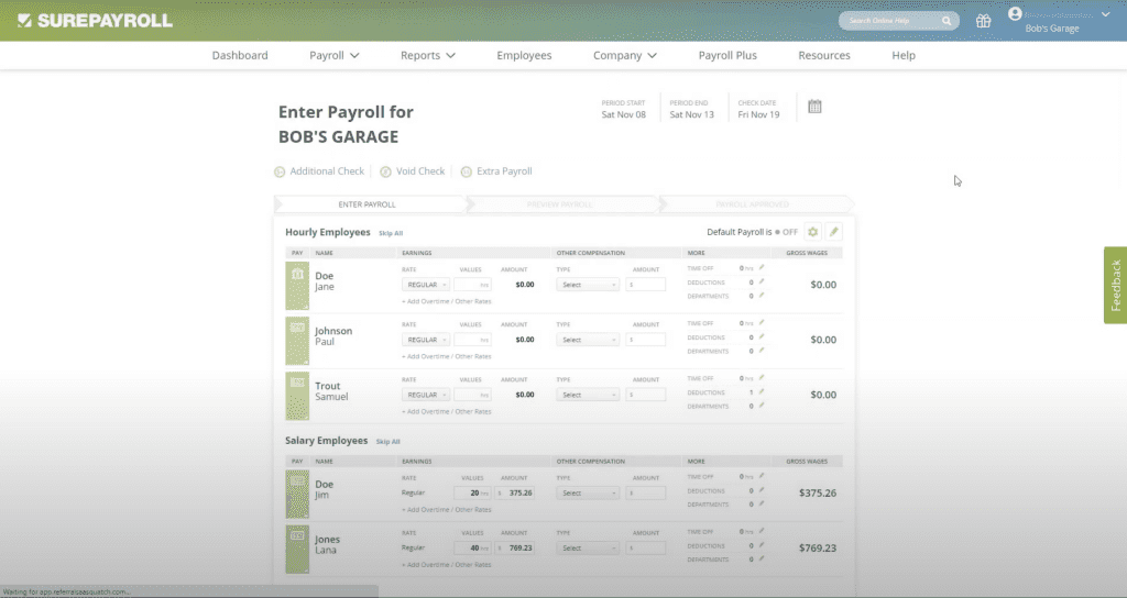 surepayroll payroll processing