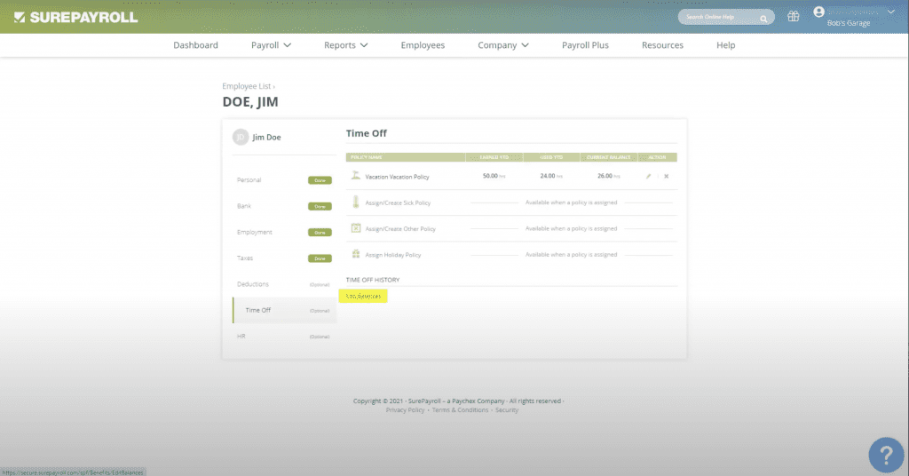 surepayroll time tracking