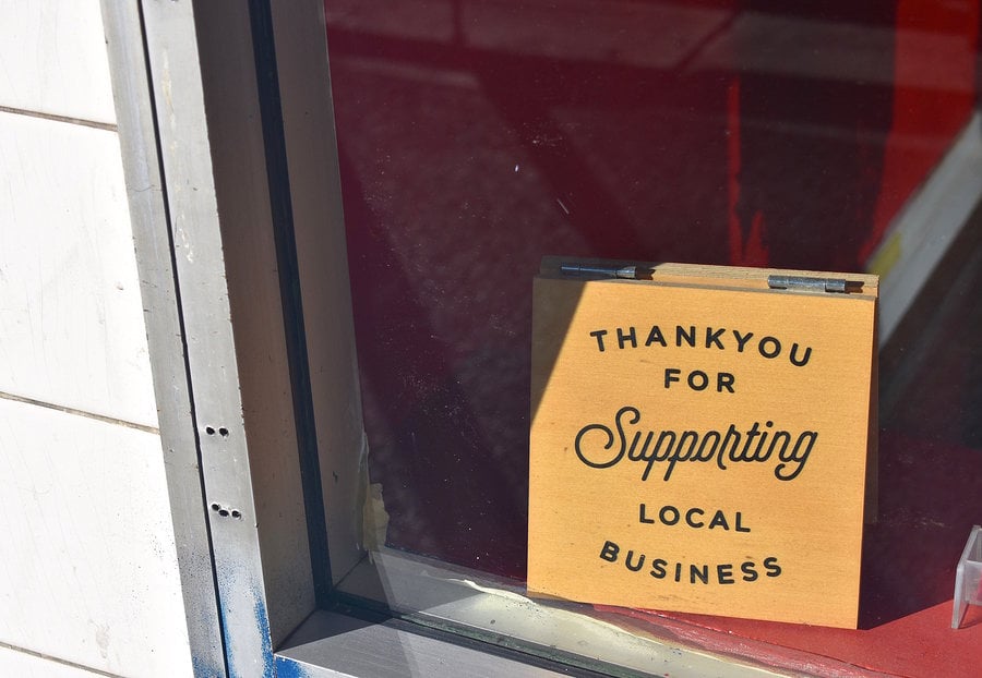 Thank you for supporting local businesses on a sign