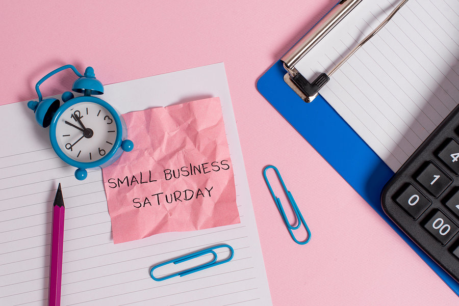 Sheet of paper with small business saturday on it