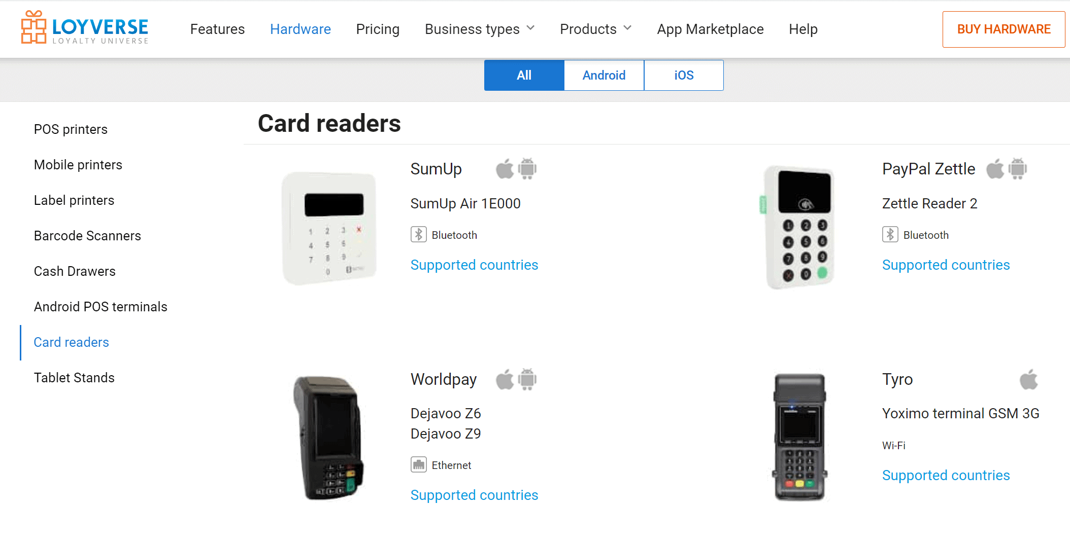 Loyverse free POS compatible card readers