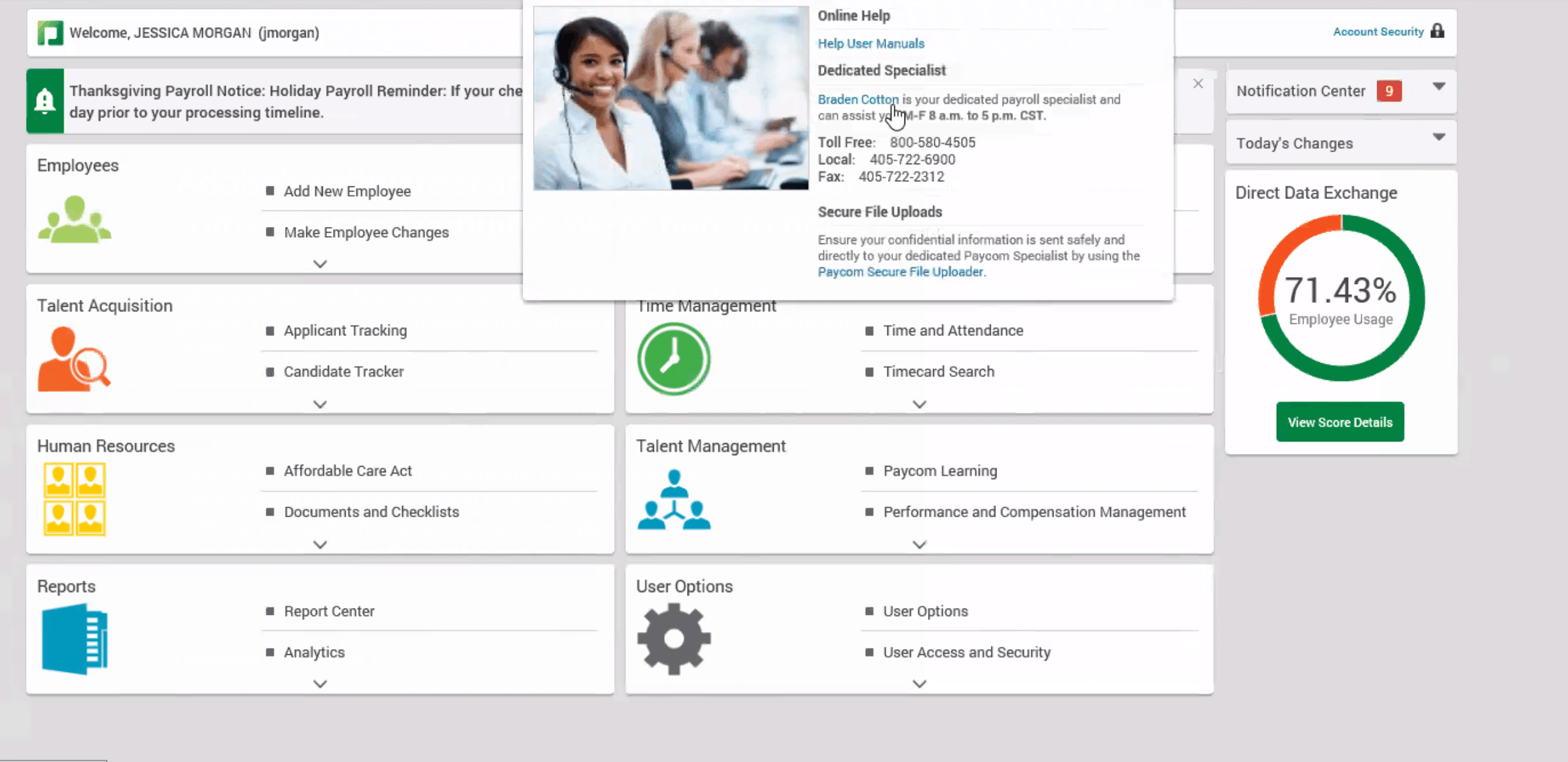 paycom dashboard