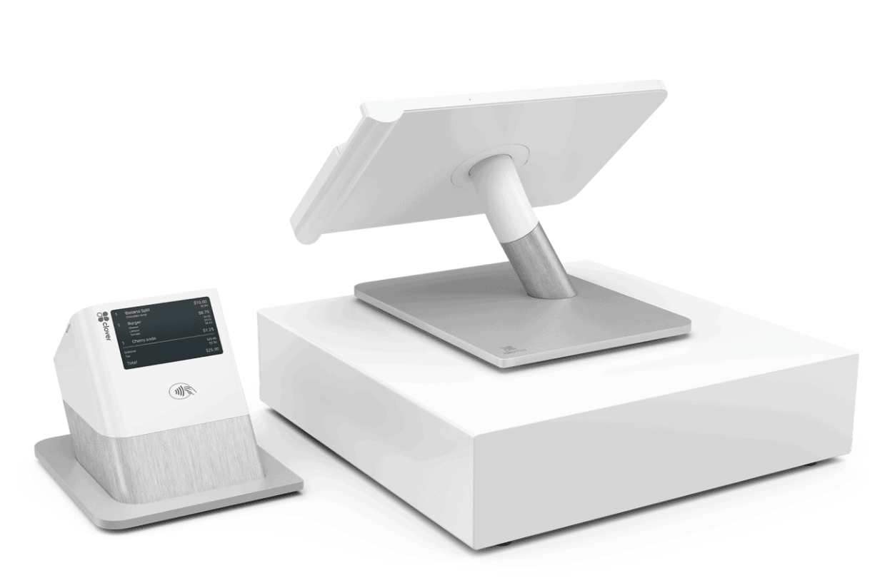 Clover POS register, receipt printer, and cash drawer