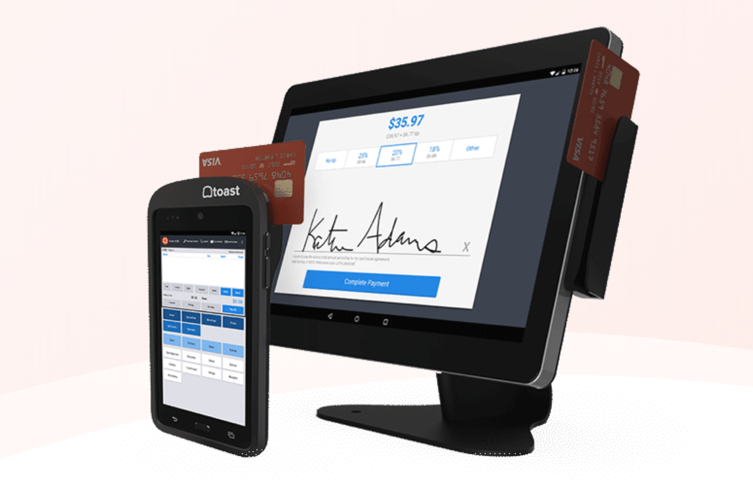 toast pos with handheld mobile device for tableside payments