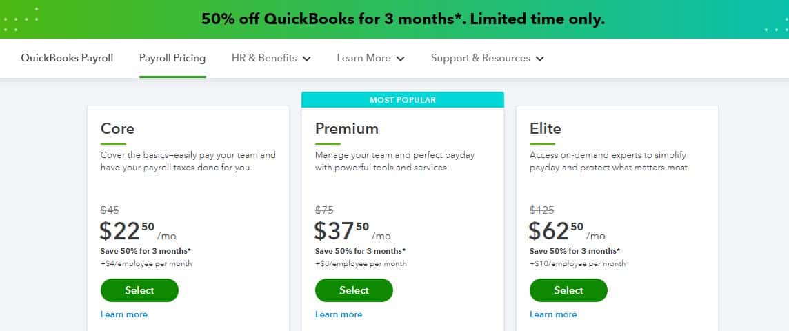 quickbooks online payroll sale 2020
