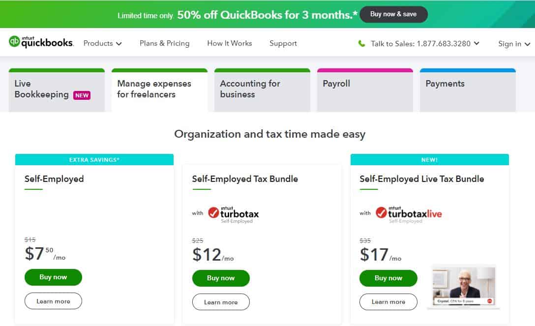 quickbooks self-employed holiday sale 2020