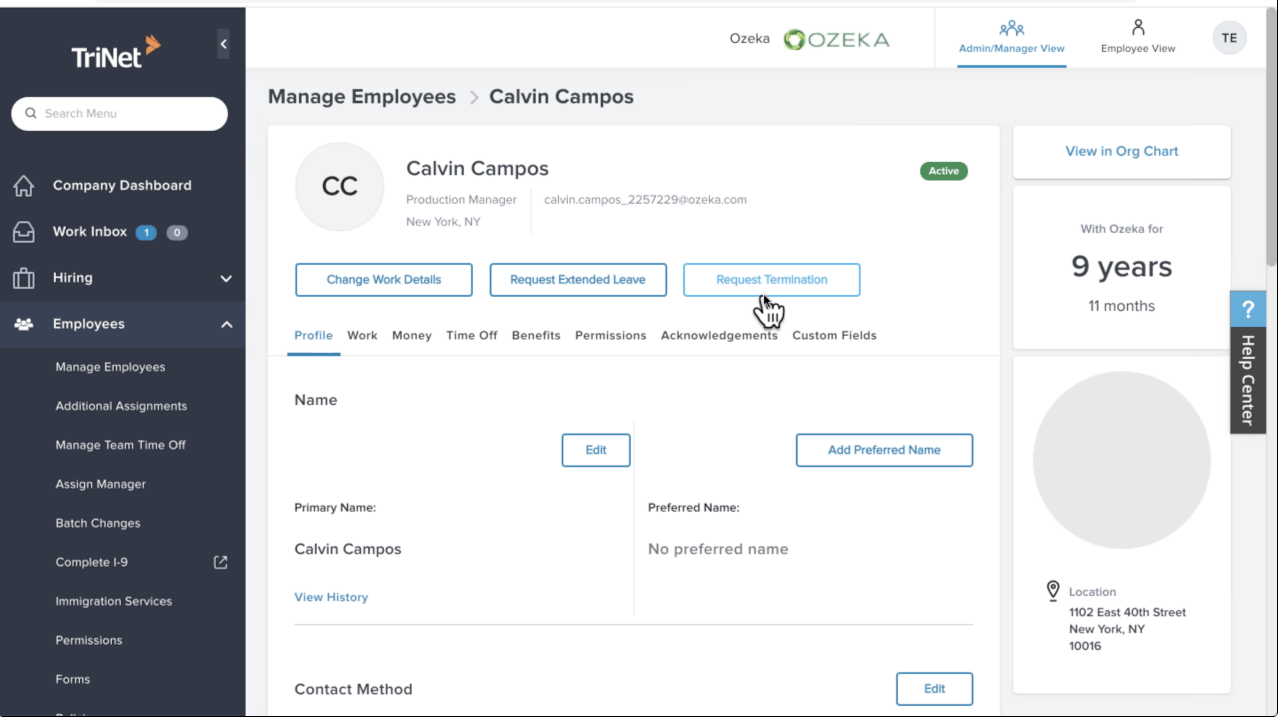 TriNet employee management dashboard