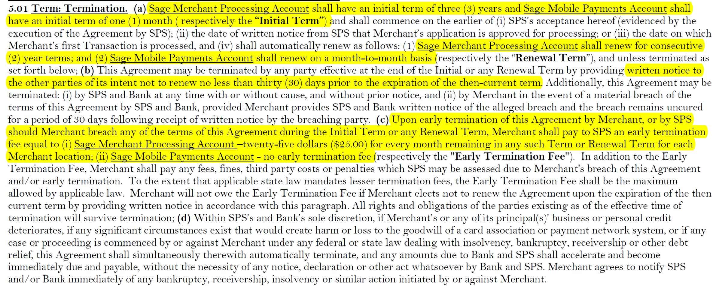 Sage Contract Termination Clause