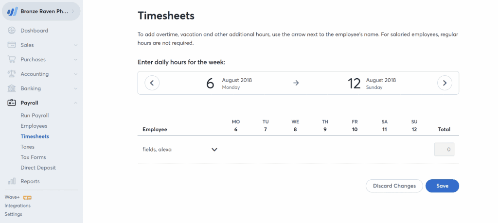 wave payroll time tracking