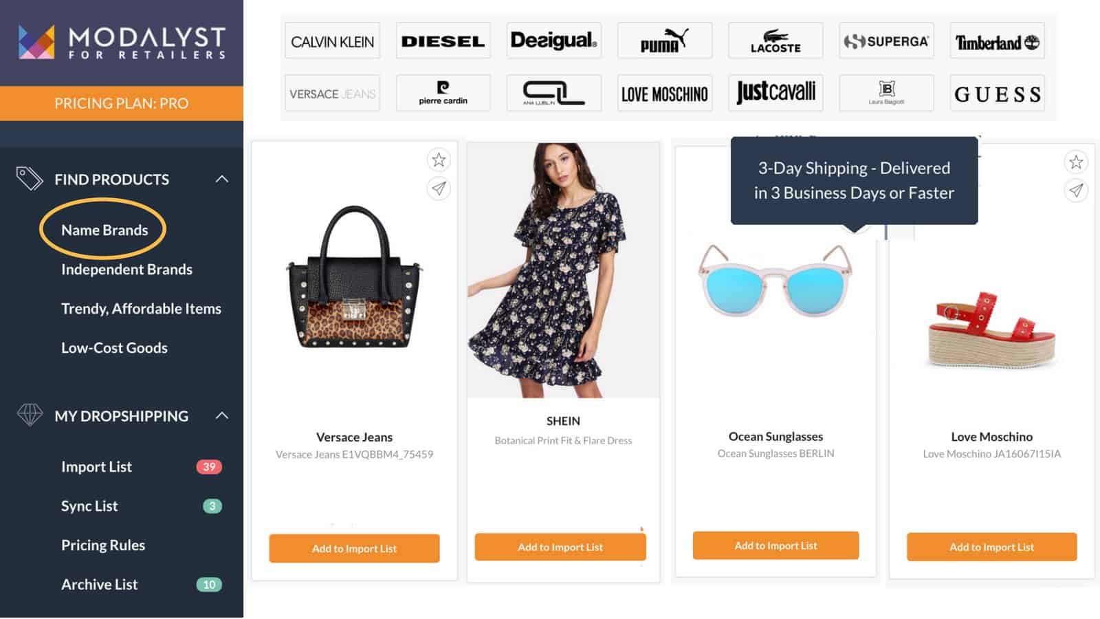 Modalyst dashboard: Best Shopify dropshipping apps