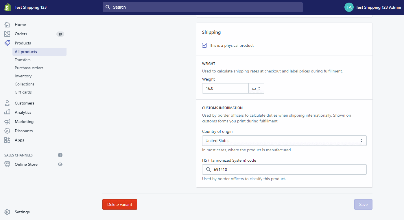 shipping products with shopify