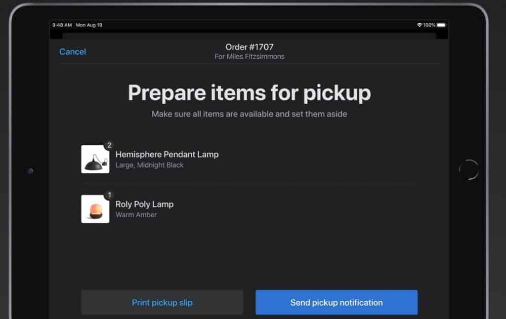shopify pos online ordering curbside pickup
