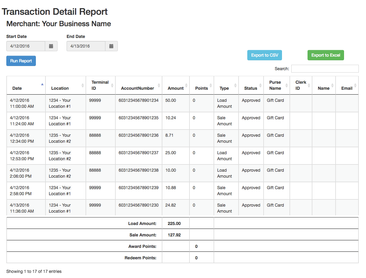 shopkeep gift card portal merchant detail report sample