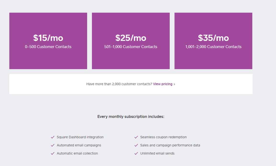 Square Email Marketing Pricing Costs