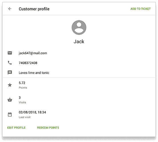 loyverse customer information screen
