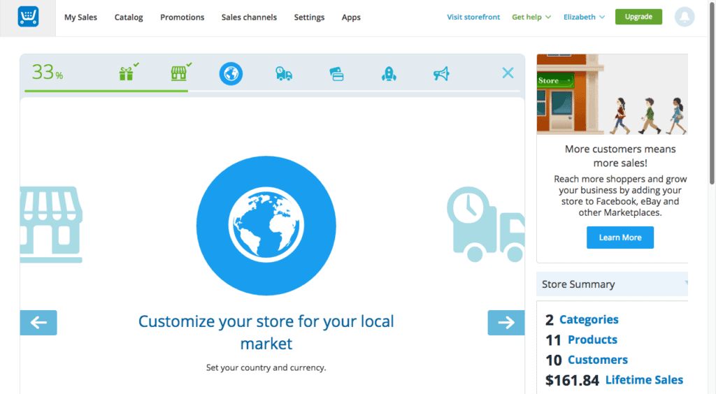 Screengrab of Ecwid admin page