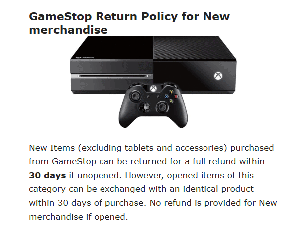 GameStop screengrab offers details that can show you how to start to create a return policy