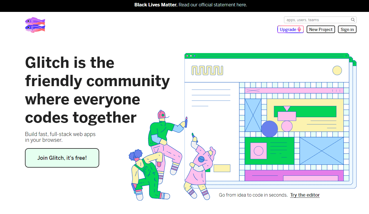 Screengrab of Glitch.com