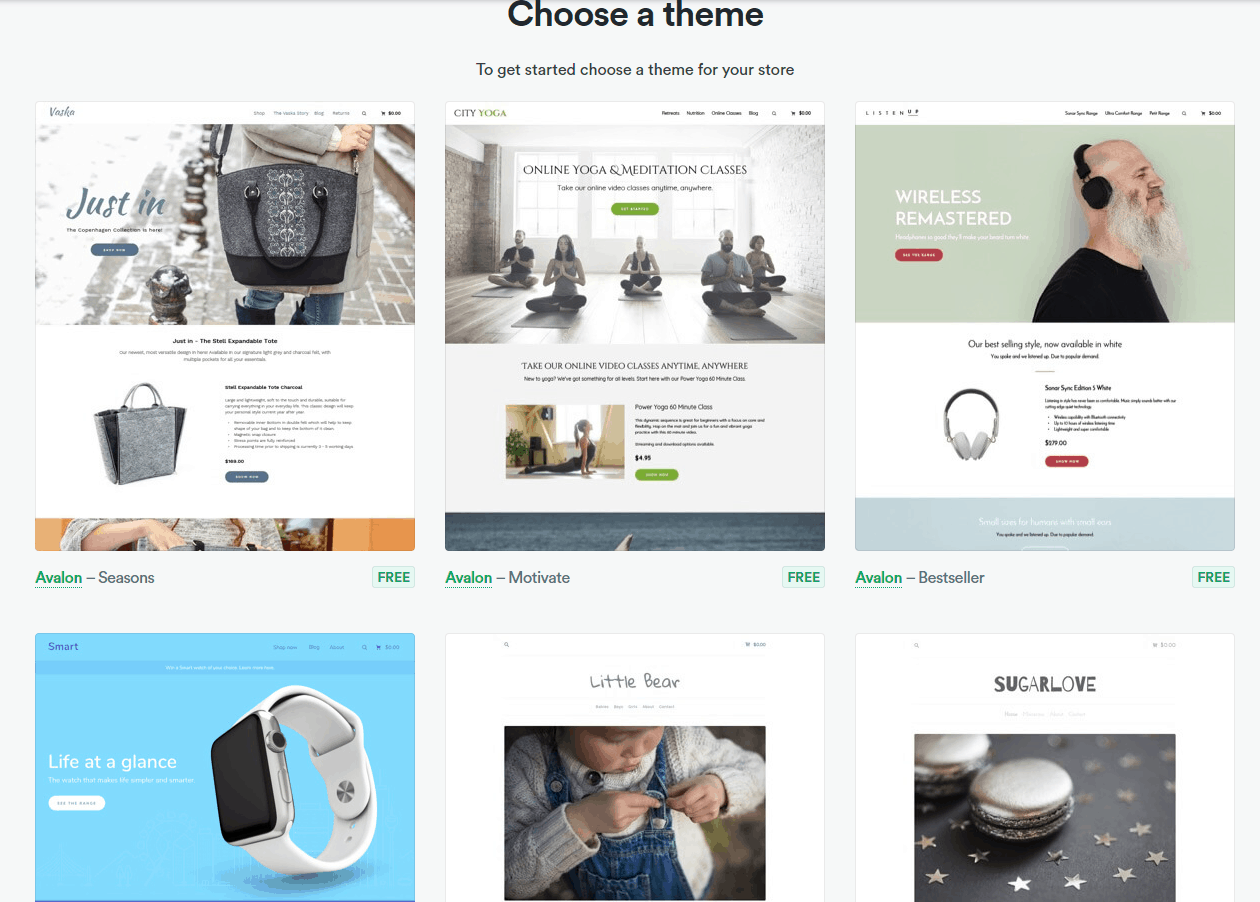 Screengrab of Selz themes