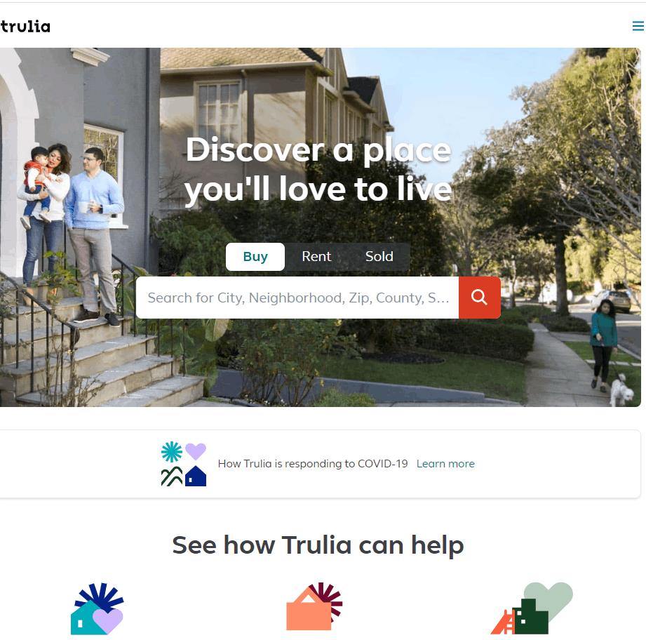 Screengrab of Trulia.com landing page