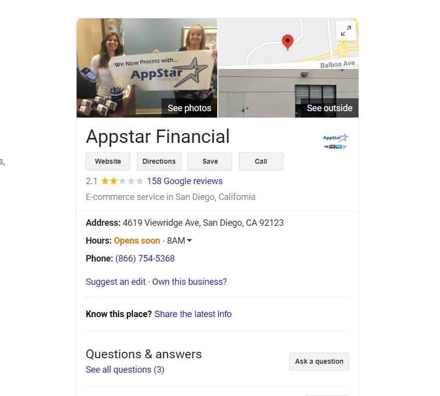 AppStar Financial Google Reviews