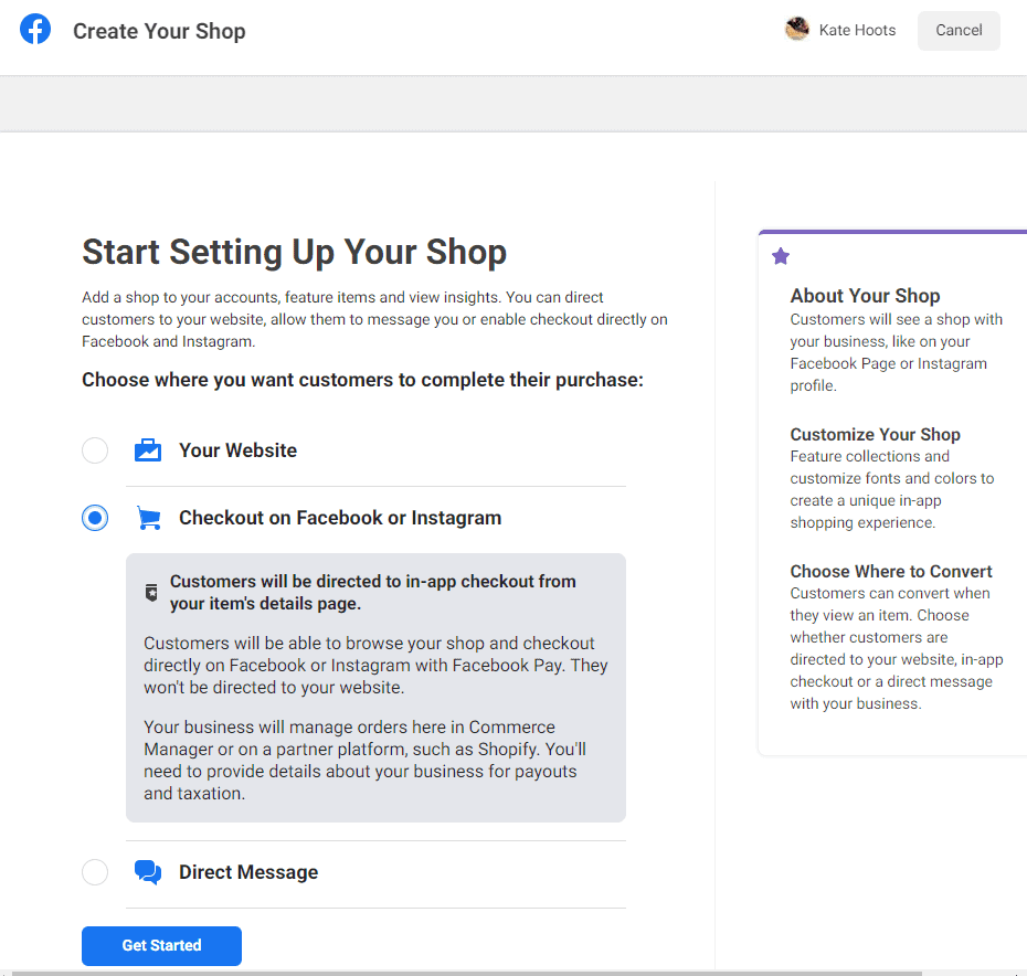 Facebook shops
