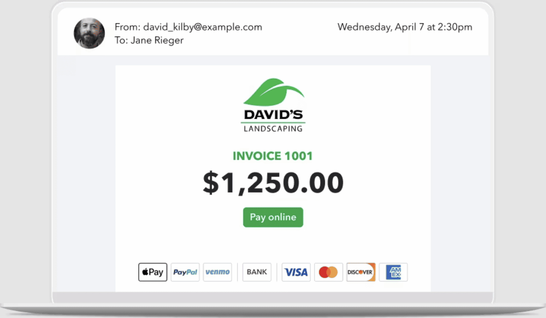 QuickBooks Invoice screenshot