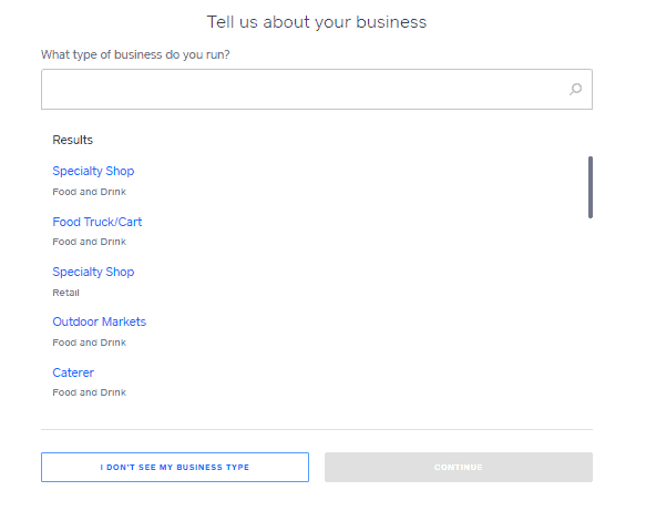 Square Online's top business categories