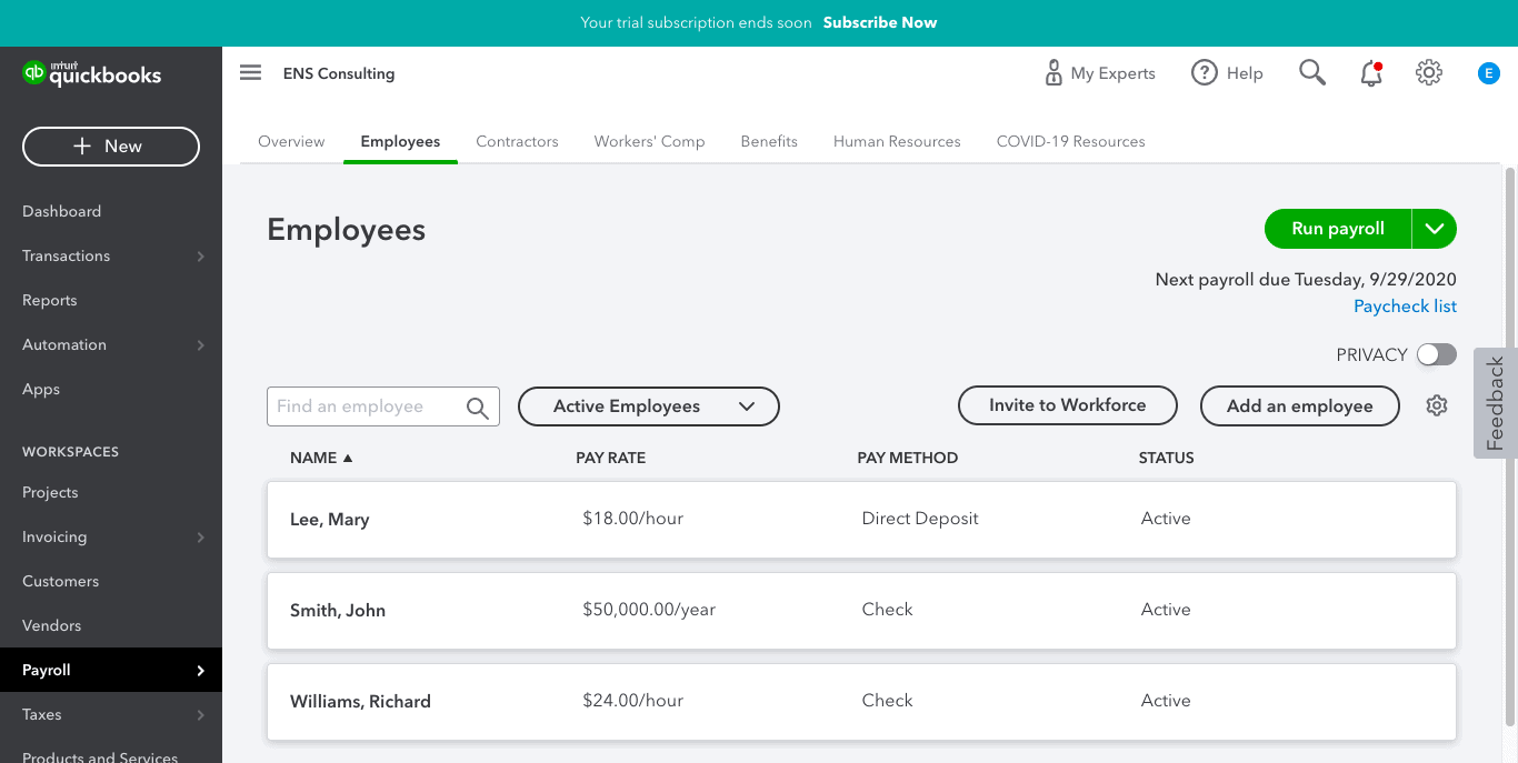 how to do payroll in quickbooks online