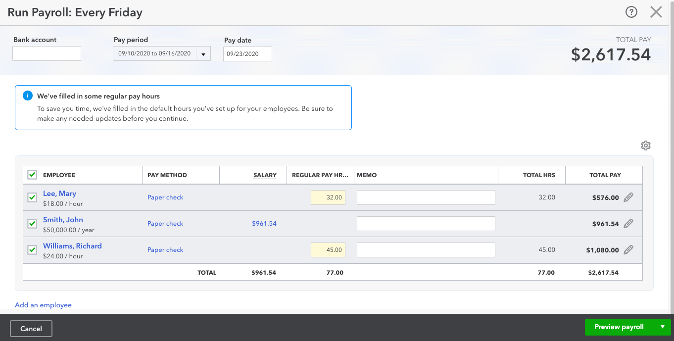 how to do payroll in quickbooks online