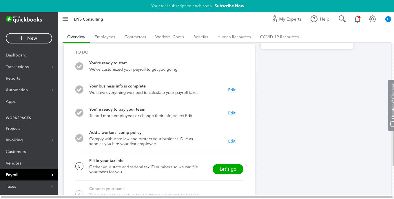 how to do payroll in quickbooks online