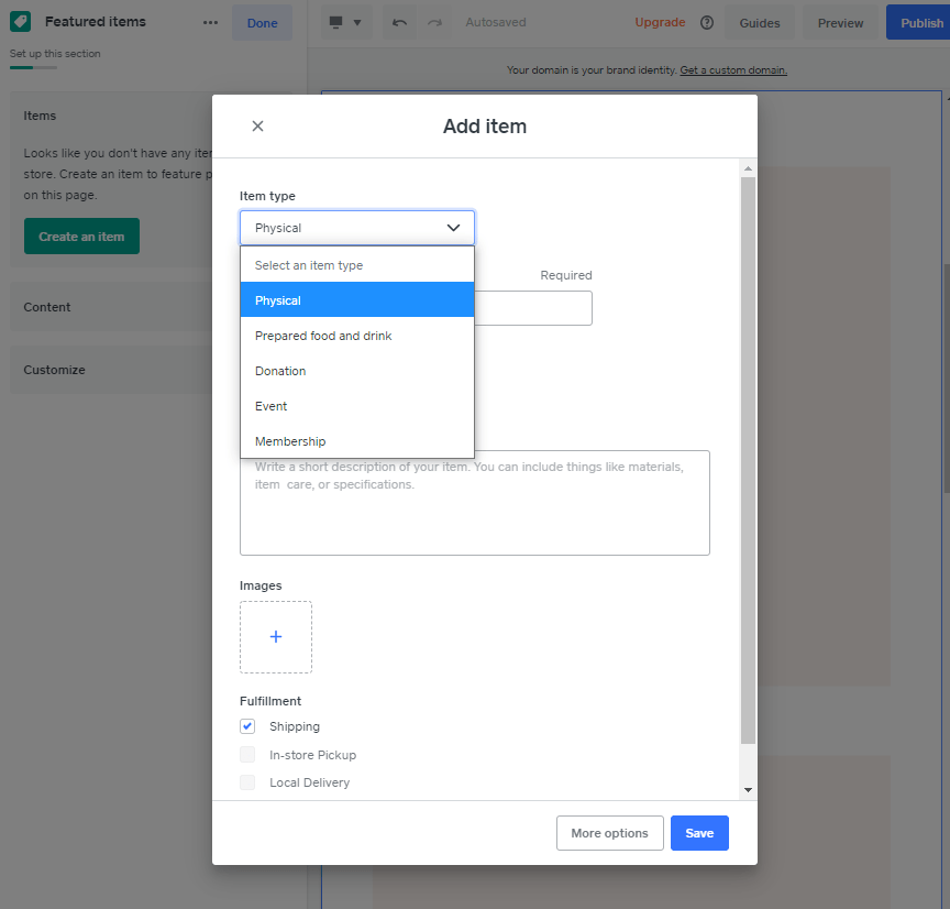 Screengrab showing how to add products to your Weebly website