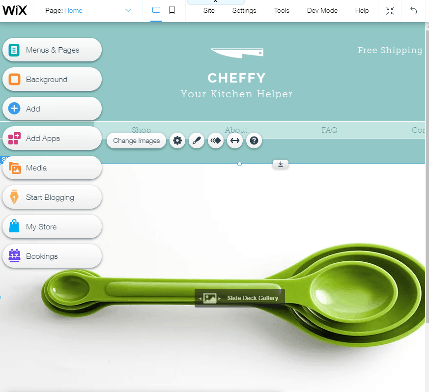 Screengrab showing how to start designing a Wix webpage