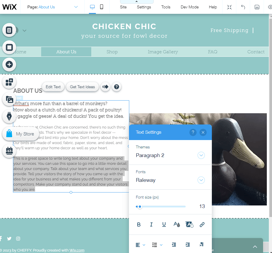 Screengrab showing how to edit pages to build your Wix website