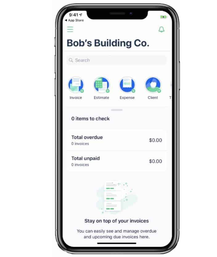 Invcoie2go contact management on the mobile app